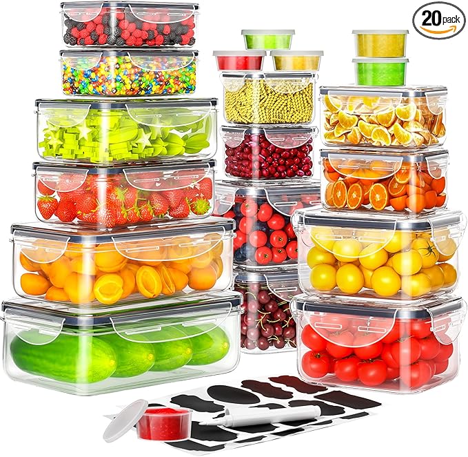 Drawer Organizer Bamboo - 40 Pcs Airtight Food Storage Container