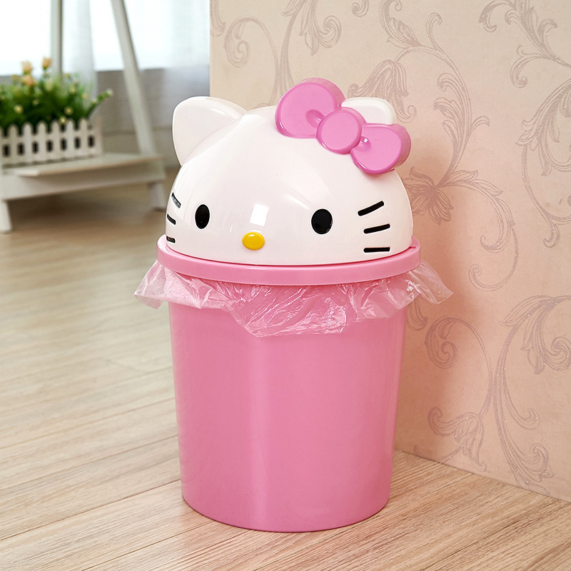 Desk Setup Study - Hello Kitty Small Desktop Trash Can