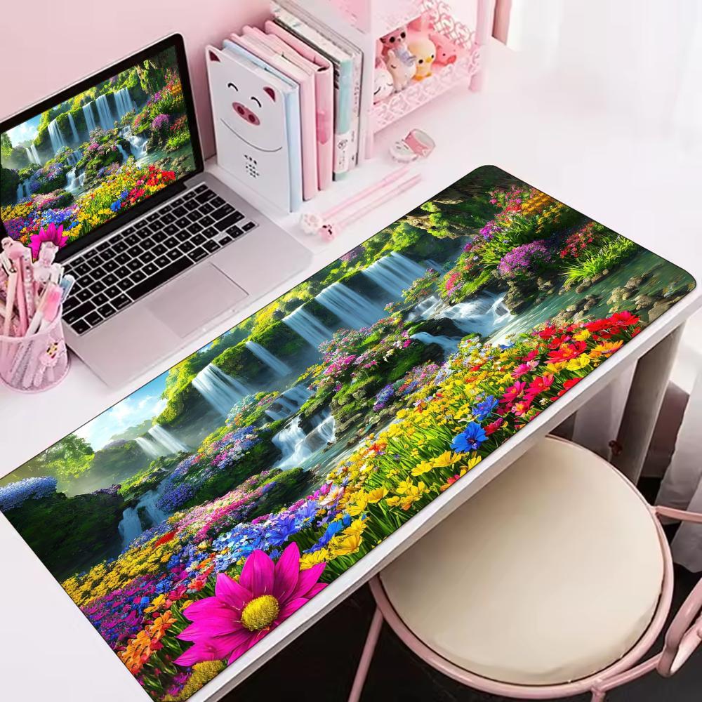 Desk Setup Natural - Colorful Flower Waterfall Scenery Nature Art
