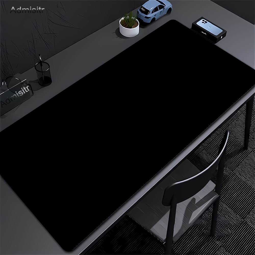 Desk Setup Accessories Aesthetic - Large Black Mouse Pad Solid Color