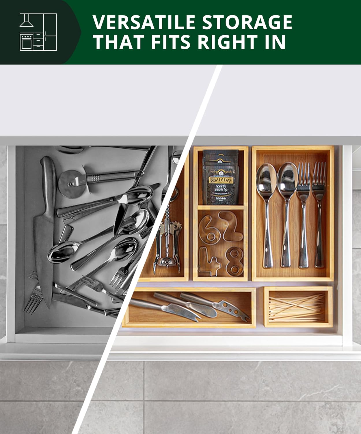 5-Piece Bamboo Drawer Organize - огляд і ціна Drawer Organizer Bamboo