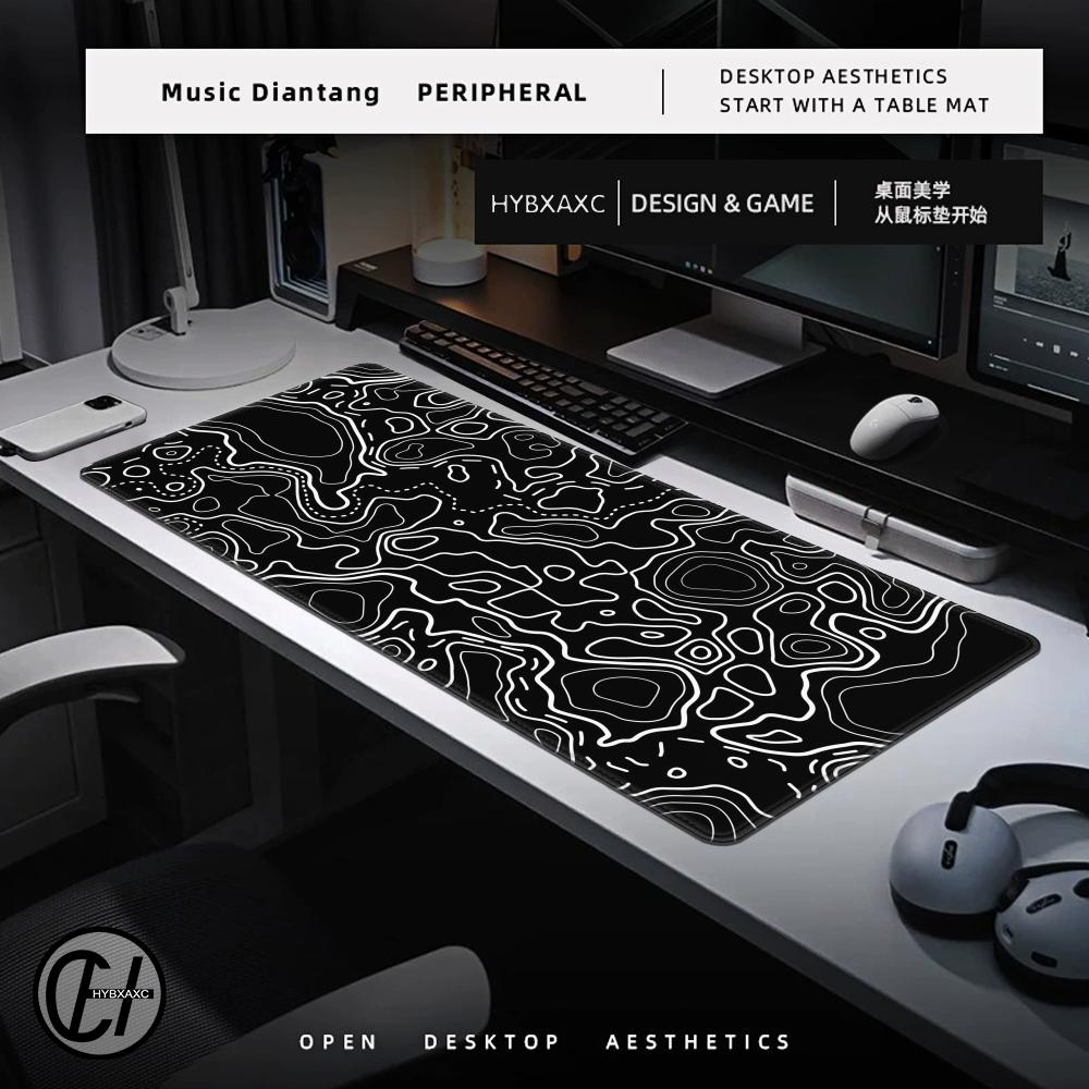 1200x600 Black White Topograph - огляд і ціна Desk Setup Accessories Aesthetic