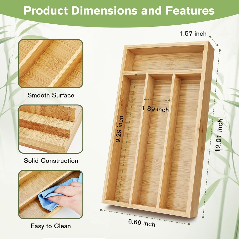 Durable Bamboo Drawer Organize - огляд і ціна Drawer Organizer Bamboo