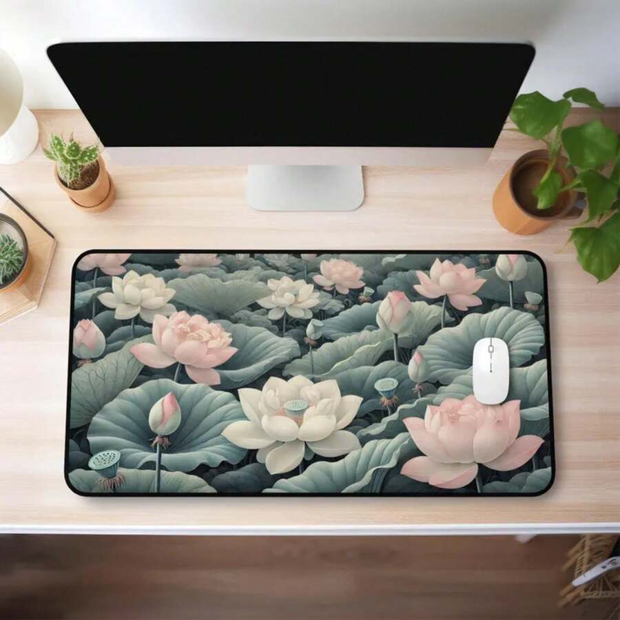 Large Lotus Flower Desk Mat No - огляд і ціна Desk Setup Natural