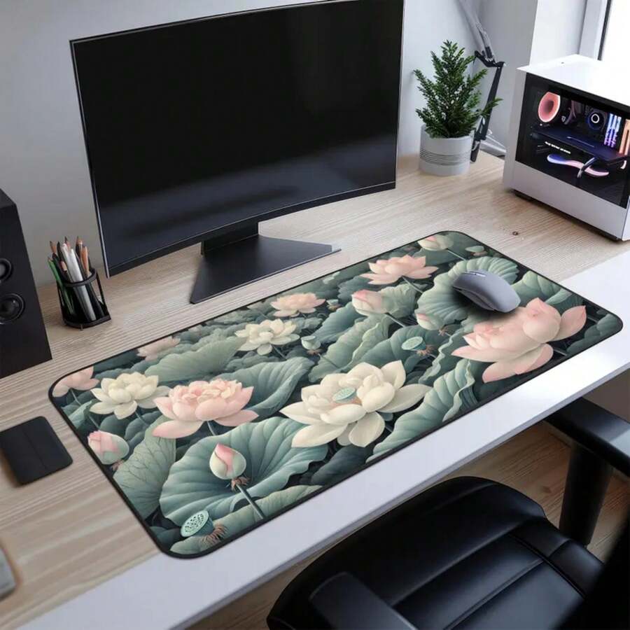 Large Lotus Flower Desk Mat No - огляд і ціна Desk Setup Natural