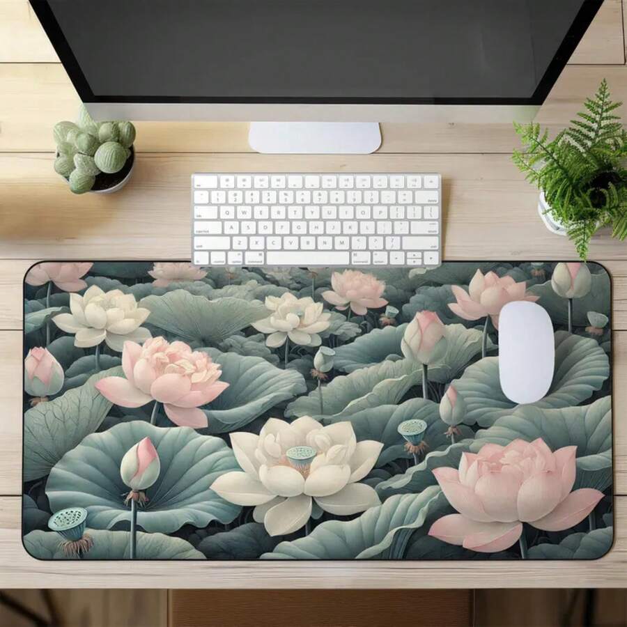 Large Lotus Flower Desk Mat No - огляд і ціна Desk Setup Natural