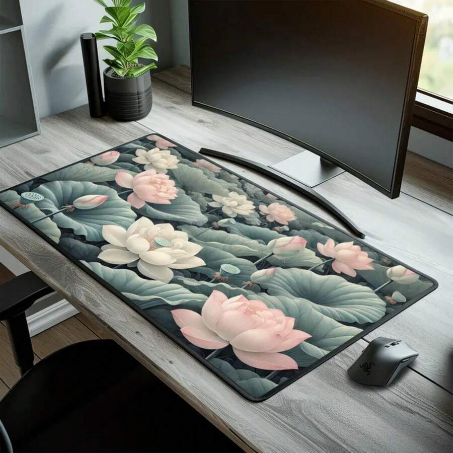 Large Lotus Flower Desk Mat No - огляд і ціна Desk Setup Natural