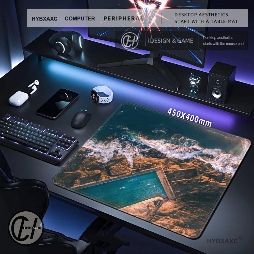 HYBXAXC MAerial Ocean Wave Mou - огляд і ціна Desk Setup Natural