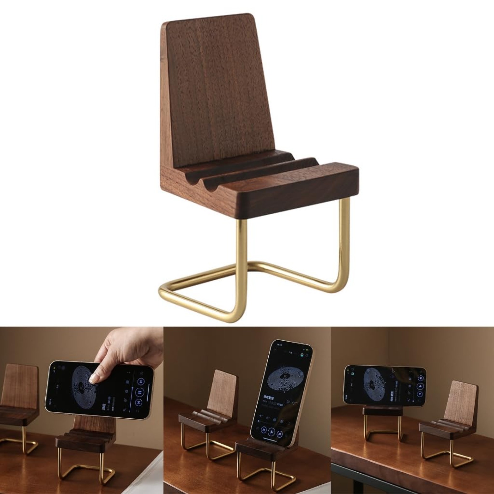 Wooden Phone Stand Walnut Desk - огляд і ціна Desk Setup Natural
